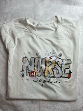 White 'Nurse' Graphic Short Sleeve Tee - Personalized Sophie